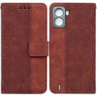 For Tecno Pop 6 No Fingerprints Geometric Embossed Leather Phone Case(Brown) - 1