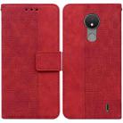 For Nokia C21 Geometric Embossed Leather Phone Case(Red) - 1