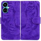 For Tecno Camon 19 Tiger Embossing Pattern Horizontal Flip Leather Phone Case(Purple) - 1