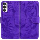 For Tecno Pova 3 LE7 Tiger Embossing Pattern Horizontal Flip Leather Phone Case(Purple) - 1