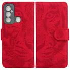 For Tecno Spark 6 GO Tiger Embossing Pattern Horizontal Flip Leather Phone Case(Red) - 1