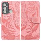 For Tecno Spark 6 GO Tiger Embossing Pattern Horizontal Flip Leather Phone Case(Pink) - 1