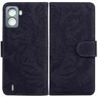 For Tecno Pop 6 No Fingerprints Tiger Embossing Pattern Horizontal Flip Leather Phone Case(Black) - 1