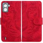 For Tecno Pop 6 No Fingerprints Tiger Embossing Pattern Horizontal Flip Leather Phone Case(Red) - 1