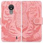 For Nokia C21 Tiger Embossing Pattern Horizontal Flip Leather Phone Case(Pink) - 1