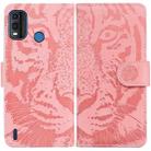 For Nokia G11 Plus Tiger Embossing Pattern Horizontal Flip Leather Phone Case(Pink) - 1