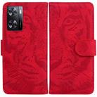 For OPPO A57 2022 4G/A57 2022 5G/Realme Q5i/Realme V23 5G/Realme Narzo 50 5G/A77 5G Tiger Embossing Pattern Horizontal Flip Leather Phone Case(Red) - 1