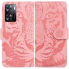For OPPO A57 2022 4G/A57 2022 5G/Realme Q5i/Realme V23 5G/Realme Narzo 50 5G/A77 5G Tiger Embossing Pattern Horizontal Flip Leather Phone Case(Pink) - 1