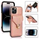 For iPhone 14 Pro Max Card Slot Lanyard Phone Case (Rose Gold) - 1