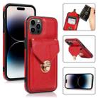 For iPhone 14 Pro Max Card Slot Lanyard Phone Case (Red) - 1