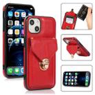 For iPhone 14 Plus Card Slot Lanyard Phone Case (Red) - 1