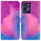 For Infinix Note 12 G96/X670 Watercolor Pattern Horizontal Flip Leather Phone Case(Purple Red) - 1