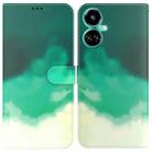 For Tecno Camon 19 Watercolor Pattern Horizontal Flip Leather Phone Case(Cyan Green) - 1