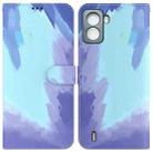 For Tecno Pop 6 No Fingerprints Watercolor Pattern Horizontal Flip Leather Phone Case(Winter Snow) - 1