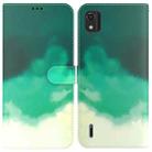 For Nokia C2 2nd Edition Watercolor Pattern Horizontal Flip Leather Phone Case(Cyan Green) - 1