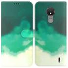For Nokia C21 Watercolor Pattern Horizontal Flip Leather Phone Case(Cyan Green) - 1