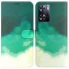 For OPPO A57 2022 4G/A57 2022 5G/Realme Q5i/Realme V23 5G/Realme Narzo 50 5G/A77 5G Watercolor Pattern Horizontal Flip Leather Phone Case(Cyan Green) - 1