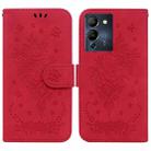 For Infinix Note 12 G96/X670 Butterfly Rose Embossed Leather Phone Case(Red) - 1