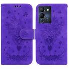 For Infinix Note 12 G96/X670 Butterfly Rose Embossed Leather Phone Case(Purple) - 1