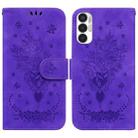 For Tecno Pova 3 LE7 Butterfly Rose Embossed Leather Phone Case(Purple) - 1