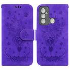 For Tecno Spark 6 GO Butterfly Rose Embossed Leather Phone Case(Purple) - 1