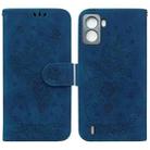 For Tecno Pop 6 No Fingerprints Butterfly Rose Embossed Leather Phone Case(Blue) - 1