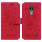 For Nokia C21 Butterfly Rose Embossed Leather Phone Case(Red) - 1