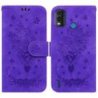 For Nokia G11 Plus Butterfly Rose Embossed Leather Phone Case(Purple) - 1