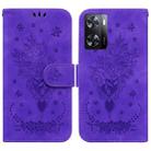 For OPPO A57 2022 4G/A57 2022 5G/Realme Q5i/Realme V23 5G/Realme Narzo 50 5G/A77 5G Butterfly Rose Embossed Leather Phone Case(Purple) - 1