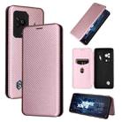 For Xiaomi 12S Ultra Carbon Fiber Texture Magnetic Flip Leather Phone Case(Pink) - 1