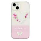 For iPhone 13 Bronzing Butterfly Flower Phone Case(Rose Heart) - 1