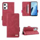 For OPPO Reno7 A JPN Magnetic Clasp Flip Leather Phone Case(Red) - 1