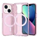 For iPhone 14 Plus Crystal Clear MagSafe Phone Case (Glitter Pink) - 1