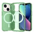 For iPhone 14 Plus Crystal Clear MagSafe Phone Case (Glitter Green) - 1