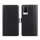 For vivo X60 Pro Foreign Version / X60 Curved Screen Version Ostrich Texture Flip Leather Phone Case(Black) - 1