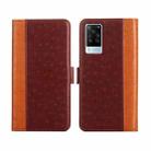 For vivo X60 Pro Foreign Version / X60 Curved Screen Version Ostrich Texture Flip Leather Phone Case(Brown) - 1