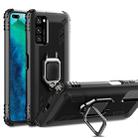 For Huawei Honor V30 Carbon Fiber Protective Case with 360 Degree Rotating Ring Holder(Black) - 1