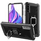 For Huawei Honor 9X / 9X Pro Carbon Fiber Protective Case with 360 Degree Rotating Ring Holder(Black) - 1