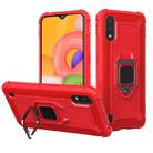 For Galaxy A01(European Version) Carbon Fiber Protective Case with 360 Degree Rotating Ring Holder(Red) - 1