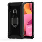 For Galaxy A20s Carbon Fiber Protective Case with 360 Degree Rotating Ring Holder(Black) - 1