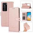 For Huawei P40 Pro Cross Texture Horizontal Flip Leather Phone Case(Pink) - 1