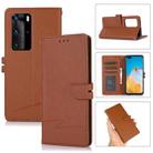 For Huawei P40 Pro Cross Texture Horizontal Flip Leather Phone Case(Brown) - 1