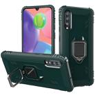 For Galaxy A70 Carbon Fiber Protective Case with 360 Degree Rotating Ring Holder(Green) - 1