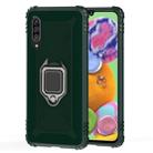 For Galaxy A30s Carbon Fiber Protective Case with 360 Degree Rotating Ring Holder(Green) - 1