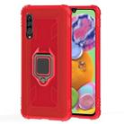 For Galaxy A50s Carbon Fiber Protective Case with 360 Degree Rotating Ring Holder(Red) - 1