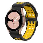 For Samsung Galaxy Watch 5 40mm Double-row Hole Two-color Silicone Watch Band(Black Yellow) - 1