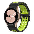 For Samsung Galaxy Watch 5 40mm Double-row Hole Two-color Silicone Watch Band(Black Green) - 1