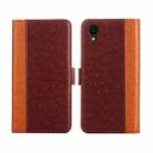 For Samsung Galaxy A22 5G Ostrich Texture Flip Leather Phone Case(Brown) - 1