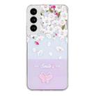 For Samsung Galaxy S22 5G Bronzing Butterfly Flower Phone Case(Peach Blossoms) - 1