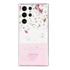 For Samsung Galaxy S22 Ultra 5G Bronzing Butterfly Flower Phone Case(Peach Blossoms) - 1